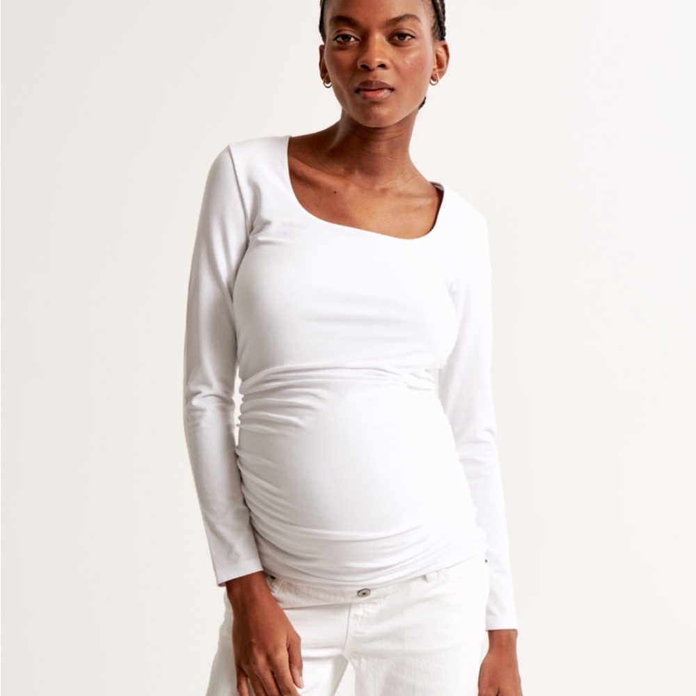 Abercrombie & Fitch Maternity White Long Sleeve Top